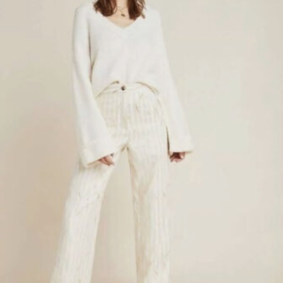 Porridge Women's Trousers Size 4 Brand New Gold Cream Metallic Party Glam Anthro - Picture 3 of 11